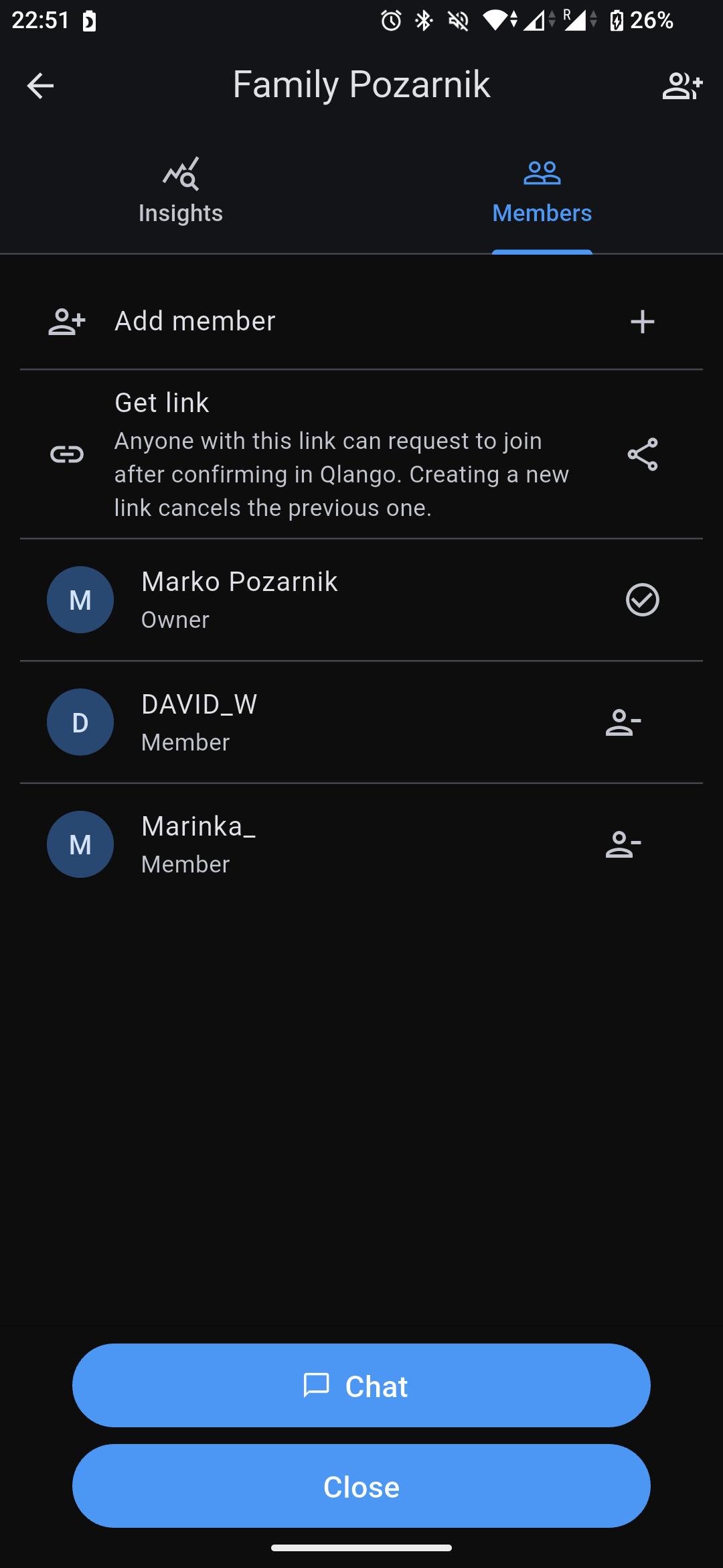 Group settings in Qlango