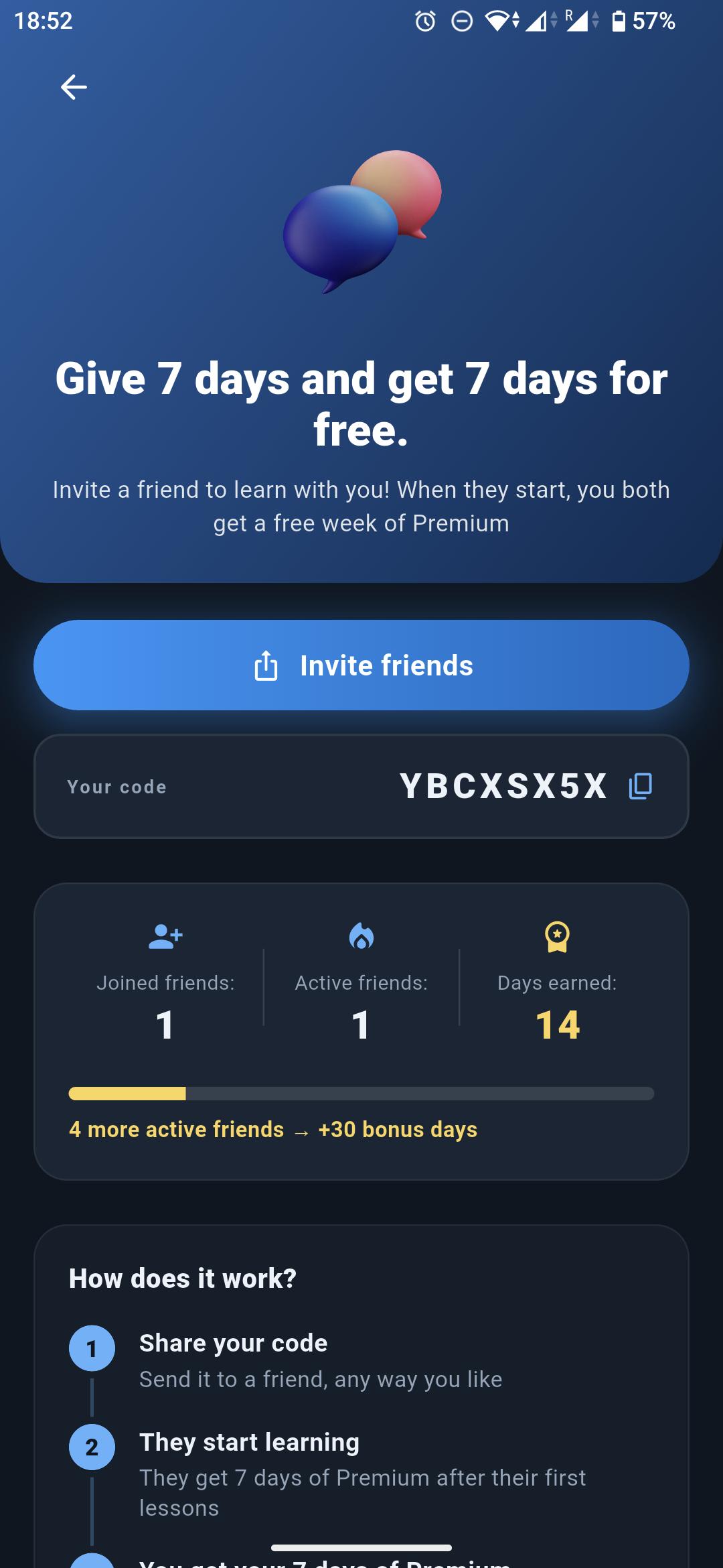 Referral rewards in Qlango