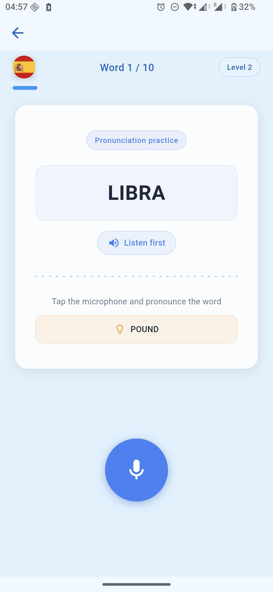 Pronunciation Practice Pro in Qlango