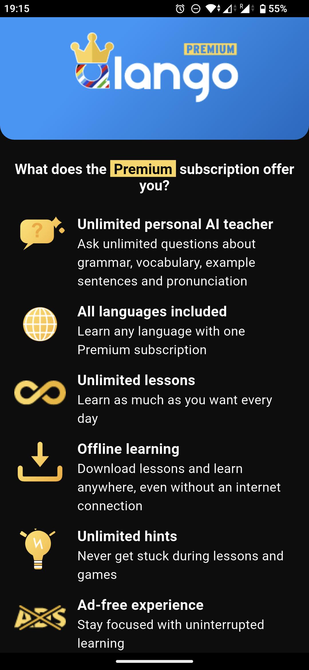 Premium features in Qlango